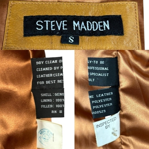 STEVE MADDEN Y2K RETRO 70'S CARAMEL LEATHER BUTTON DOWN CAR COAT JACKET - Picture 15 of 15